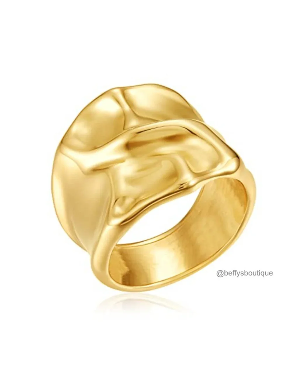 Chunky 18K Gold Plated Statement Ring Set for Women - Irregular Design